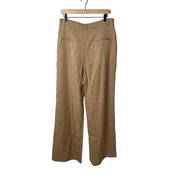 Reformation Mason Wide Leg Pants Size 12 Khaki Tan Trousers Tencel High Waist - Picture 6 of 10